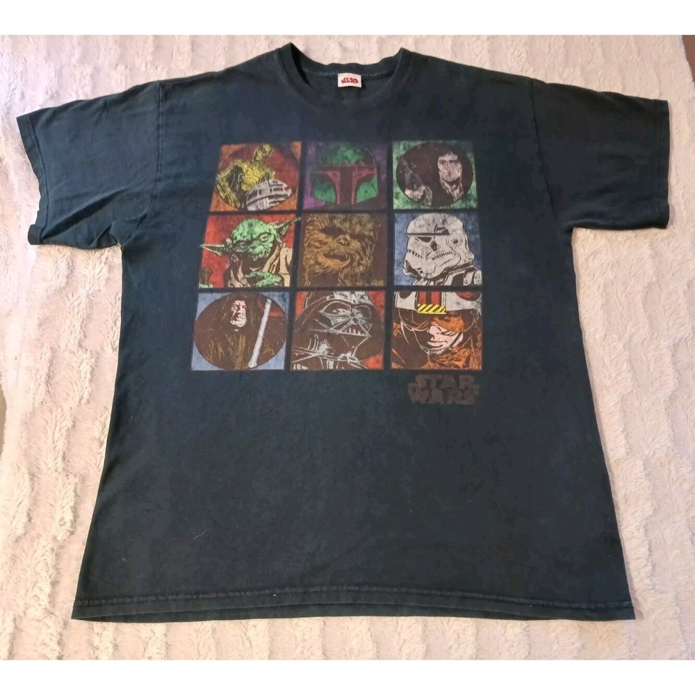 Vintage Star Wars Official Lucas Film 9 Characters Grid T-Shirt Mens Size Large